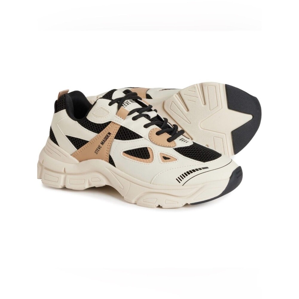 Steve Madden Possession Chunky Platform Sneakers Black Tan 8M Streetwear Y2K